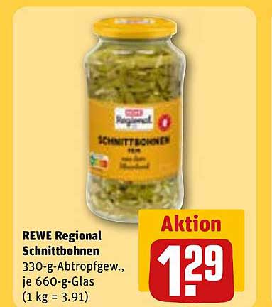 REWE Regional Schnittbohnen 330-g-Glas
