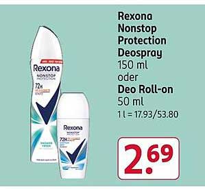 Rexona Nonstop Protection Deospray 150 ml oder Deo Roll-on 50 ml