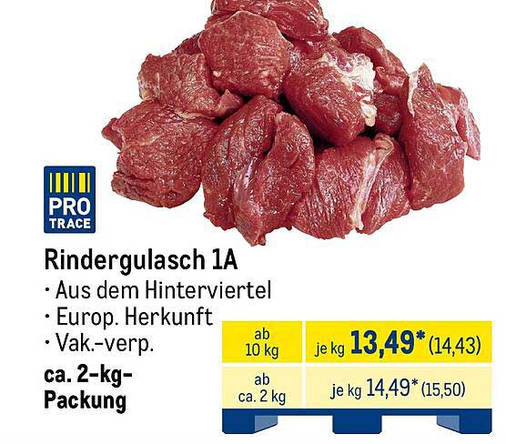 Rindergulasch 1A aus dem Hinterviertel