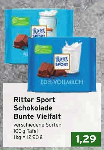 Ritter Sport Schokolade Bunte Vielfalt 100g Tafel