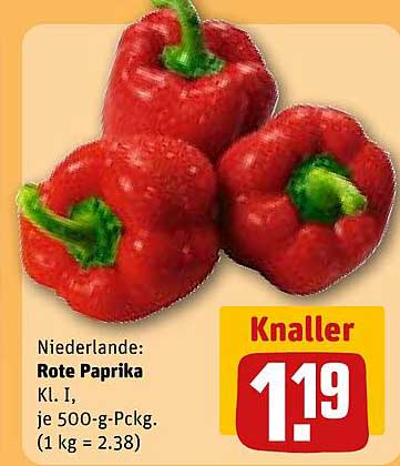 Rote Paprika Kl. I, je 500-g-Pckg.