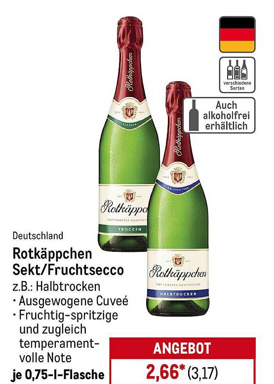Rotkäppchen Sekt/Fruchtsecco, z.B. Halbtrocken