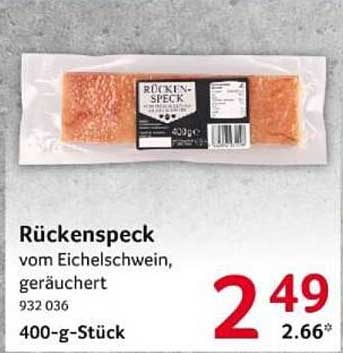 Rückenspeck vom Eichelschwein, geräuchert