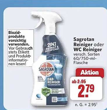 Sagrotan Reiniger oder WC Reiniger 60/750-ml-Flasche