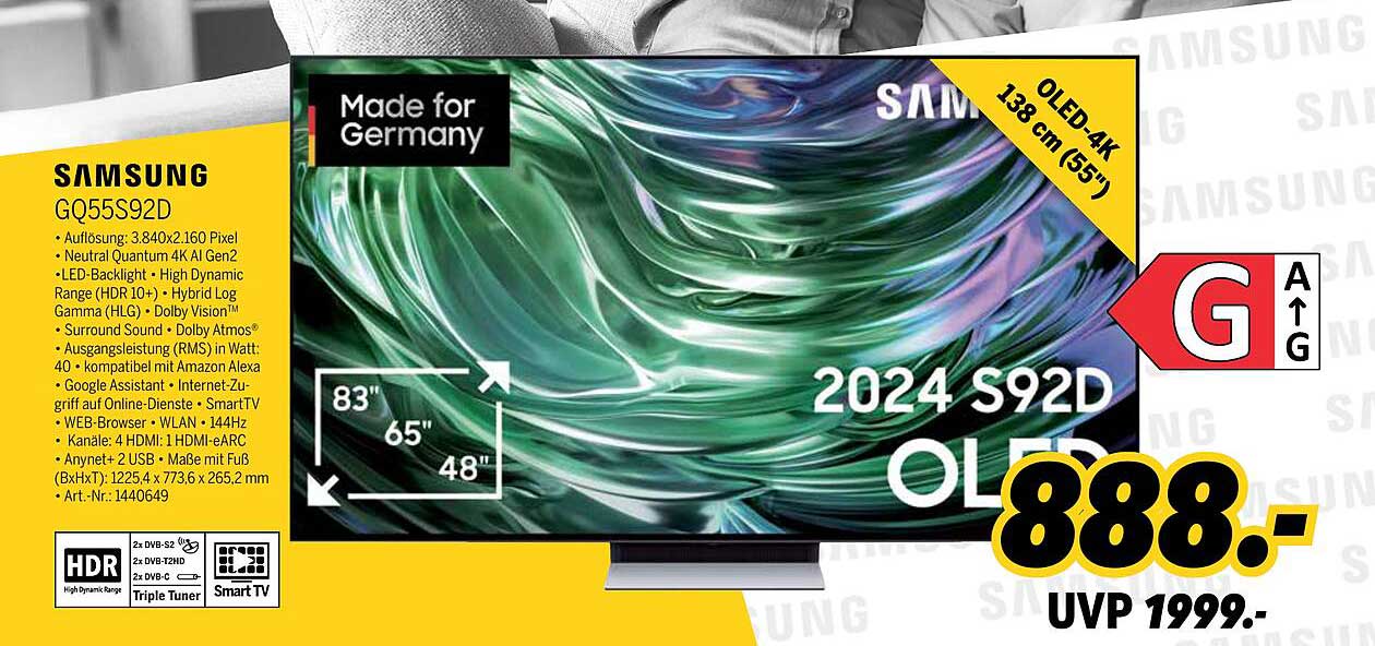 Samsung GQ55S92D OLED TV 138 cm (55 Zoll)