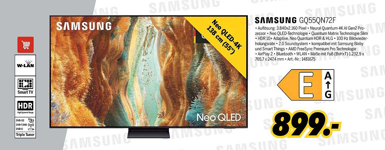 Samsung Neo QLED 4K TV 138 cm (55") GQ55QN72F