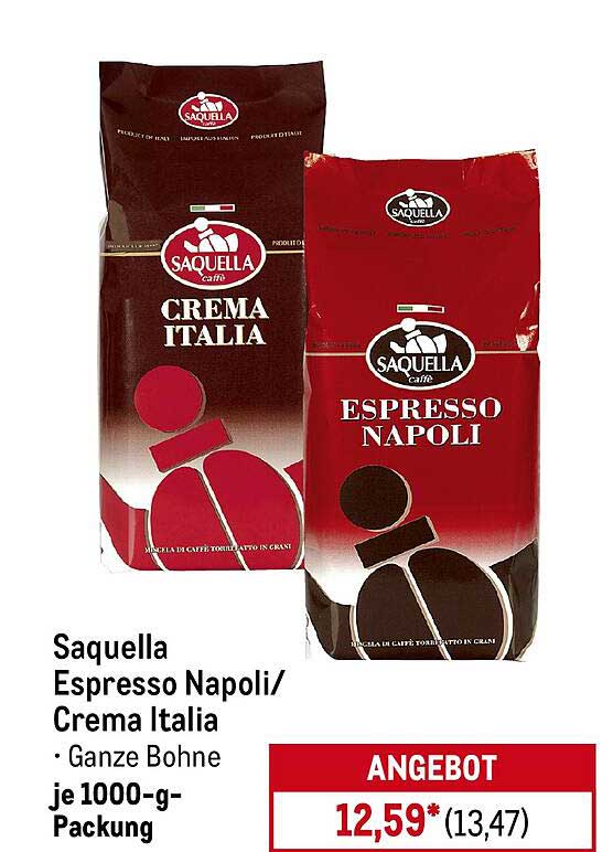 Saquella Espresso Napoli/Cremia Italia – Ganze Bohne