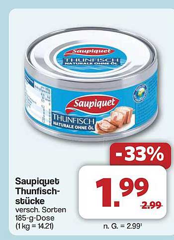 Saupiquet Thunfischstücke 185-g-Dose - natürlich ohne Öl