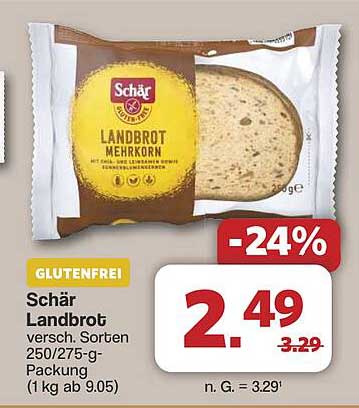 Schär Landbrot, verschieden. Sorten 250/275-g-Packung