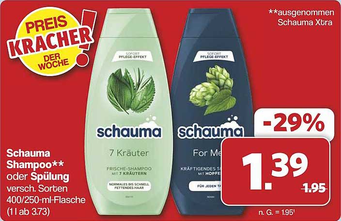 Schauma Shampoo oder Spülung, verschiedene Sorten - jetzt nur 1,39 €