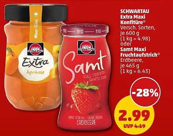 SCHWARTAU Extra Maxi Konfitüre oder Samt Maxi Fruchtaufstrich