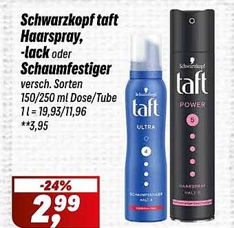 Schwarzkopf Taft Haarspray, -lack oder Schaumfestiger verschiedene Sorten 150/250 ml