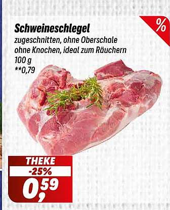 Schweineschlegel zugeschnitten, ohne Oberschale, ohne Knochen, ideal zum Räuchern