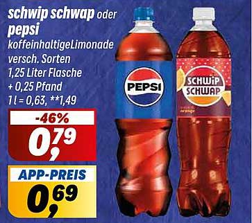 Schwip Schwap oder Pepsi 1,25 Liter Flasche