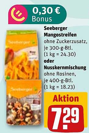 Seeberger Mangostreifen oder Nusskernmischung - Aktion