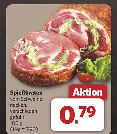 Spießbraten vom Schweinenacken, verschieden gefüllt