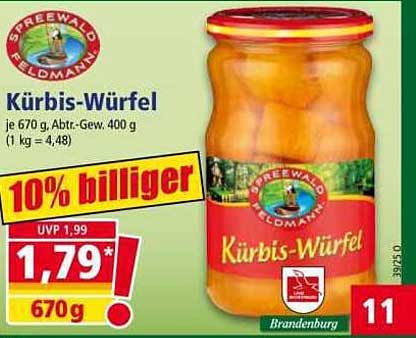 Spreewald Eldmann Kürbis-Würfel 670 g