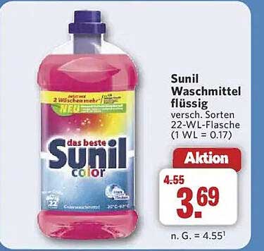 Sunil Waschmittel flüssig 22-WL-Flasche