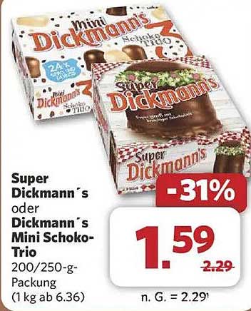 Super Dickmann's oder Dickmann's Mini Schoko-Trio - 200/250-g-Packung