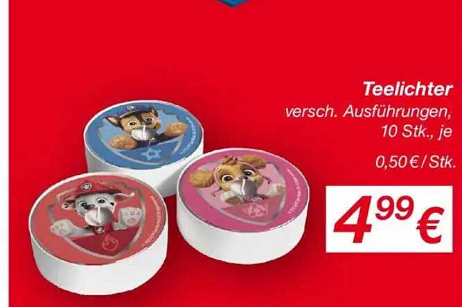Teelichter, verschiedene Ausführungen, 10 Stk., je 0,50 € / Stk.