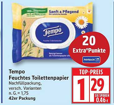 Tempo Feuchtes Toilettenpapier Nachfüllpackung, 42er Packung