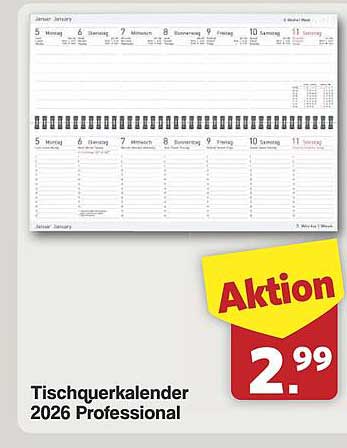 Tischquerkalender 2026 Professional