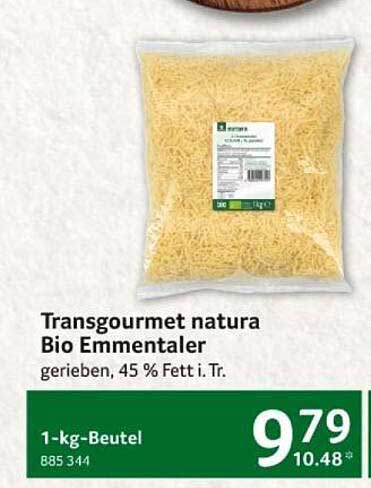 Transgourmet natura Bio Emmentaler gerieben, 45 % Fett i. Tr.