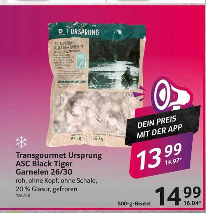 Transgourmet Ursprung ASC Black Tiger Garnelen 26/30