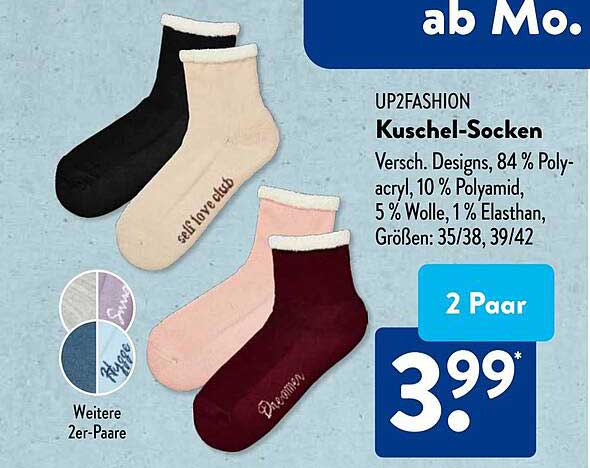 UP2FASHION Kuschel-Socken – 2 Paar für nur 3,99 €