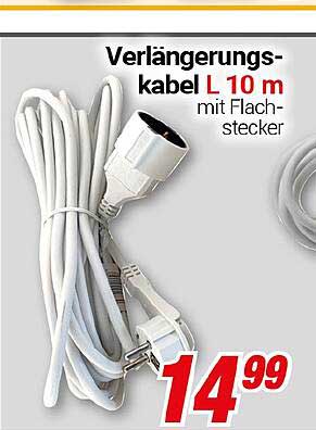 Verlängerungskabel L 10 m mit Flachstecker