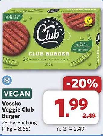 Vossko Veggie Club Burger - 230 g Packung