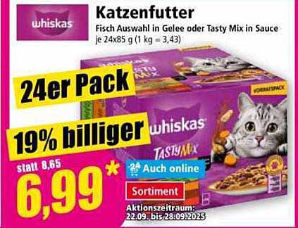 Whiskas Katzenfutter 24er Pack - Tasty Mix in Gelee oder Sauce