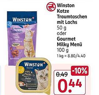 Winston Katze Traumtaschen mit Lachs 50 g oder Gourmet Milky Menü 100 g