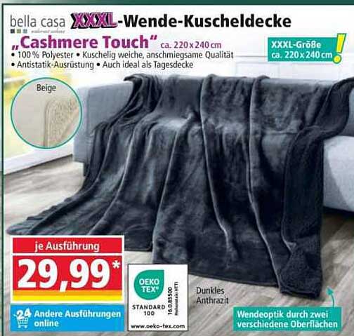 XXXL-Wende-KuschelDecke „Cashmere Touch“ 220 x 240 cm