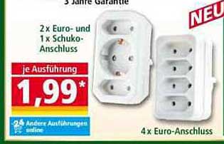 3-fach Steckdosenleiste mit Euro- und Schuko-Anschluss