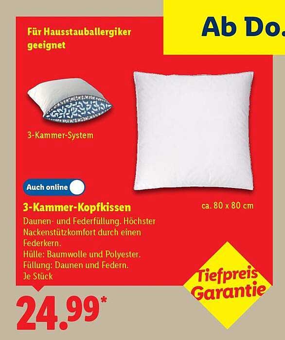 3-Kammer-Kopfkissen für höchsten Nackenstützkomfort
