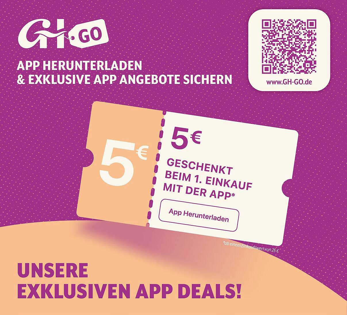 5 € Geschenkt beim 1. Einkauf mit der App!