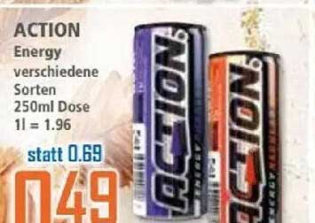 ACTION Energy verschiedene Sorten 250ml Dose