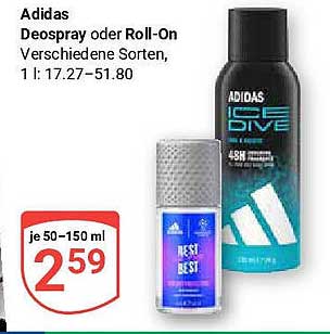 Adidas Deospray oder Roll-On - Verschiedene Sorten