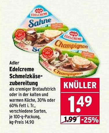 Adler Edelcreme Schmelzkäse-Zubereitung