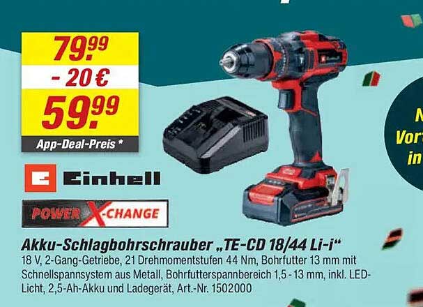 Akku-Schlagbohrschrauber „TE-CD 18/44 Li-i“