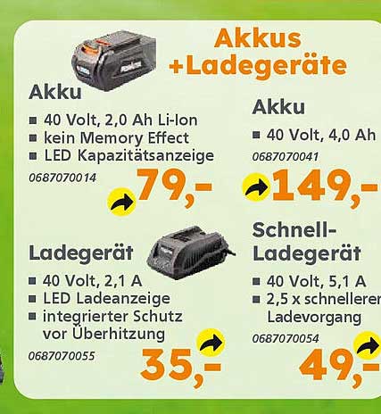 Akkus + Ladegeräte von Globus Baumarkt