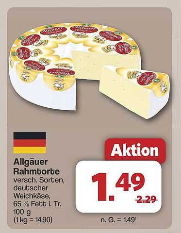Allgäuer Rahmtorte – Verschiedene Sorten, deutscher Weichkäse