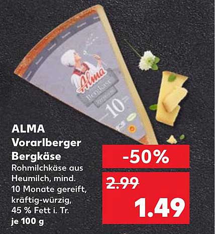 ALMA Vorarlberger Bergkäse - 50% Rabatt!