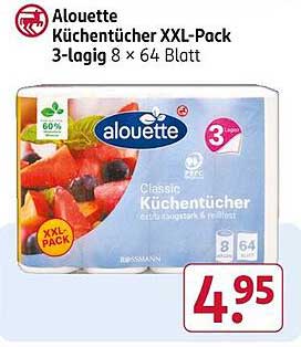 Alouette Küchentücher XXL-Pack 3-lagig 8 x 64 Blatt