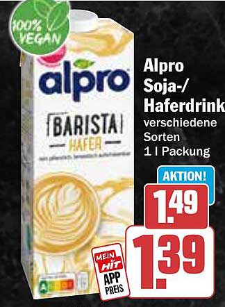 Alpro Soja-/Haferdrink verschiedene Sorten 1 l Packung