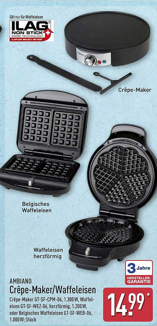 AMBIANO Crêpe-Maker/Waffeleisen