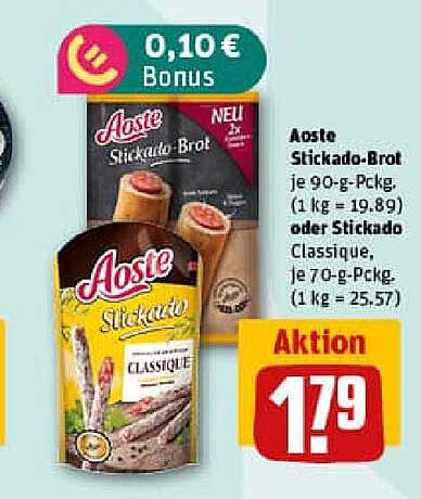 Aoste Stickado-Brot je 90-g-Pckg. oder Stickado Classique, je 70-g-Pckg.