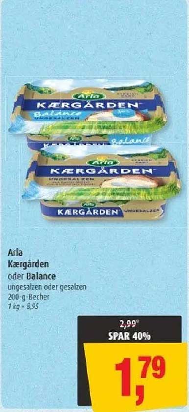 Arla Kærgården oder Balance ungesalzen oder gesalzen 200-g-Becher