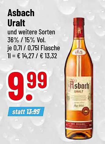 Asbach Uralt und weitere Sorten 36% / 15% Vol.
